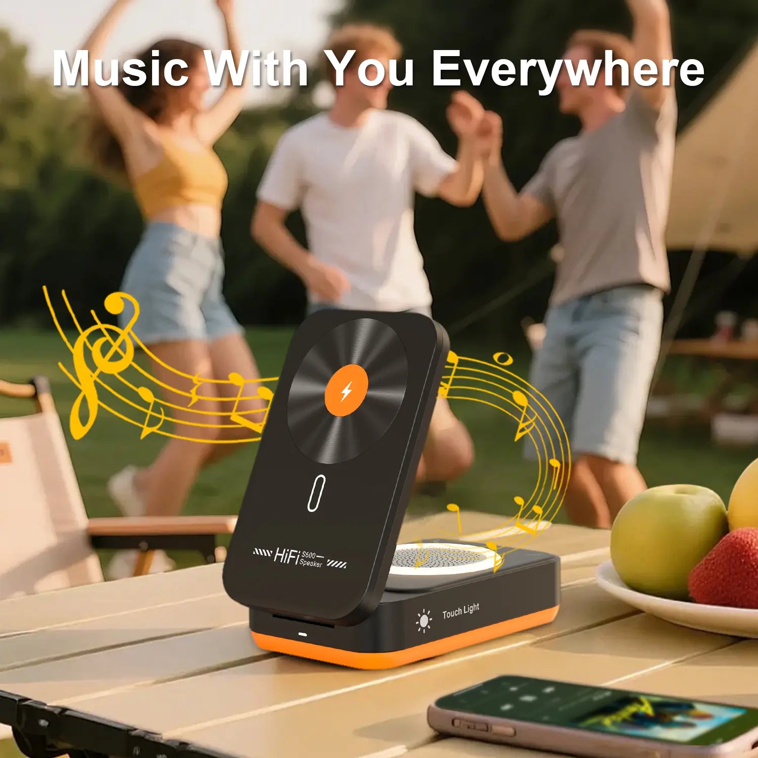 BLKE 3-in-1 Magnetic Wireless Charger with Bluetooth Speaker and Sleep-Friendly Light for iPhone 12-17 Pro Max - Multifunctional Foldable Charging Station