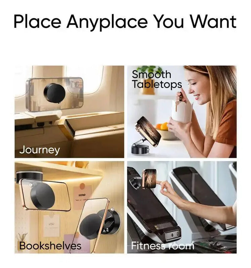 Magnetic Suction Phone Stand - ABS+PC Black/White Mini 757548.5Mm Hands-Free N52 Magnet Double Row Portable One-Click Suction for All Scenarios - Universal Smartphone Holder, Compact, Button