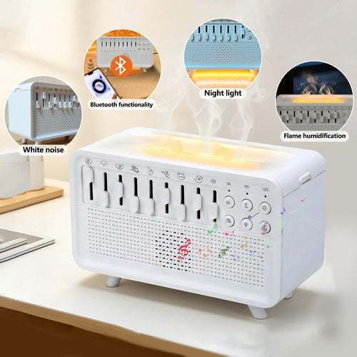 5-In-1 White Noise Sound Machine with Bluetooth Speaker, Night Light, Humidifier & Aroma Diffuser, Sleep Sound Box White Noise Machine with Humidifier, Aroma Diffuser &Humidifier, 8 Natural Sounds Style Mixer with Auto-Off Timer for Bedroom,Travel