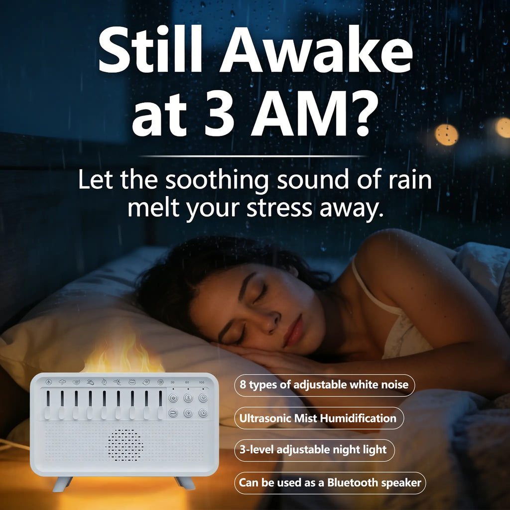 5-In-1 White Noise Sound Machine with Bluetooth Speaker, Night Light, Humidifier & Aroma Diffuser, Sleep Sound Box White Noise Machine with Humidifier, Aroma Diffuser &Humidifier, 8 Natural Sounds Style Mixer with Auto-Off Timer for Bedroom,Travel