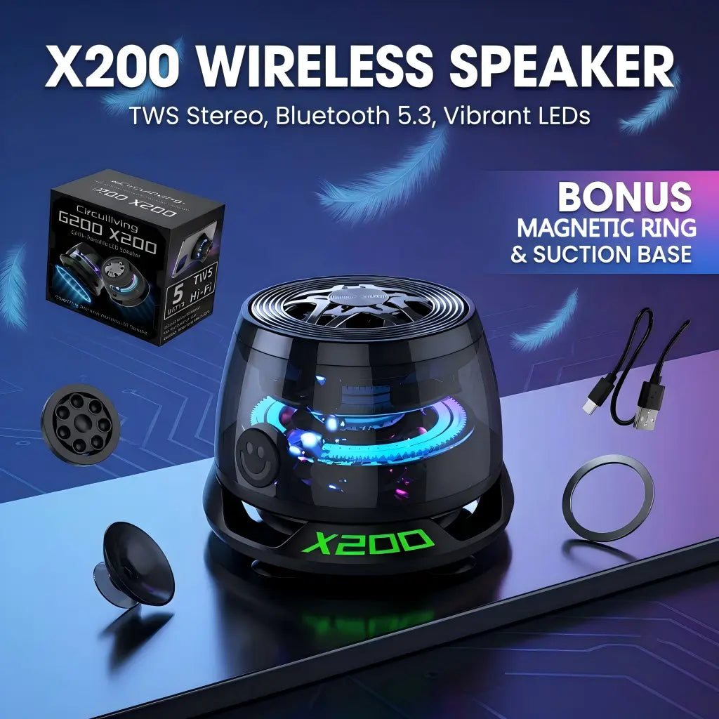 Circuiliving X200 Fidget Spinner Bluetooth Speaker – Magnetic & Suction Cup Mini Speaker with RGB Lights, Sensory Stress Relief Toy for Adults & Kids, Anxiety Reducing Spinner, Goodie Bag Stuffer, Portable Music Gift Compatible with Iphone 17 & Android