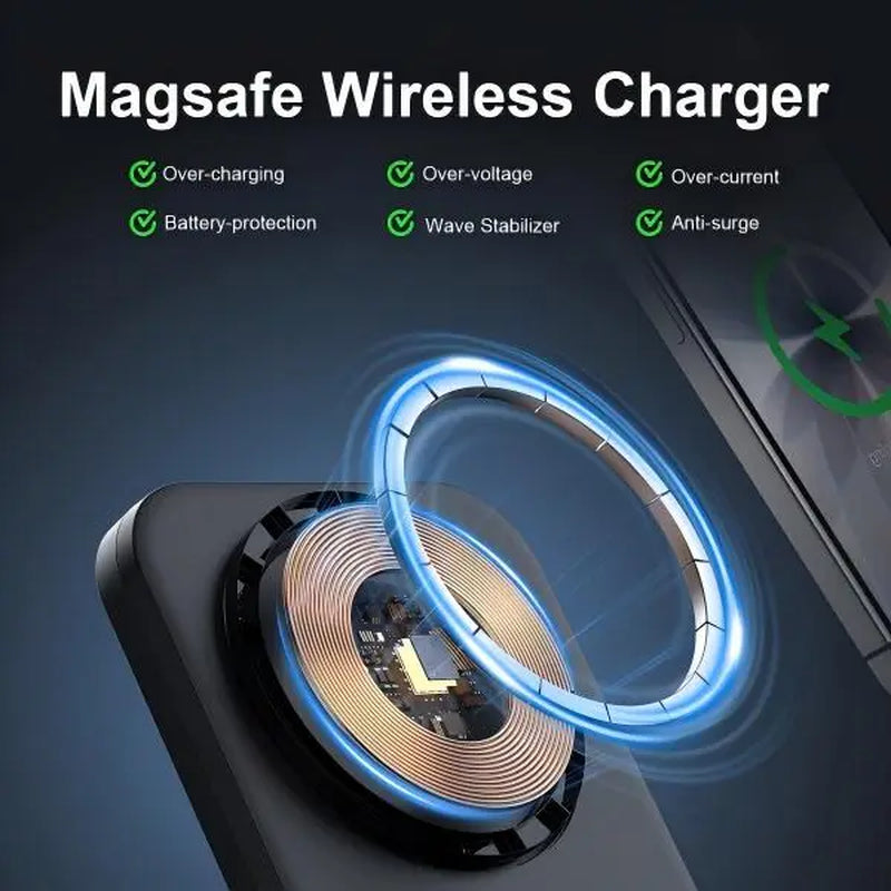 BLKE 3-in-1 Magnetic Wireless Charger with Bluetooth Speaker and Sleep-Friendly Light for iPhone 12-17 Pro Max - Multifunctional Foldable Charging Station