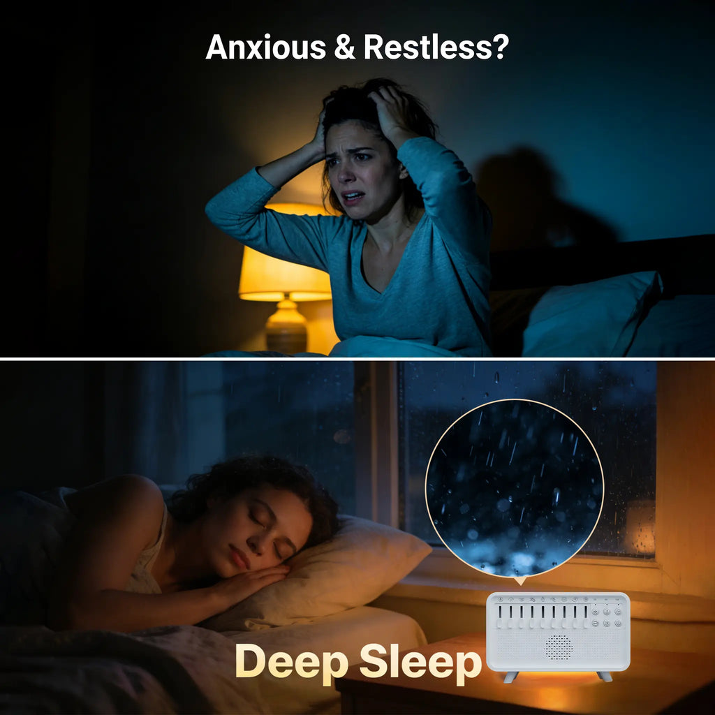 5-In-1 White Noise Sound Machine with Bluetooth Speaker, Night Light, Humidifier & Aroma Diffuser, Sleep Sound Box White Noise Machine with Humidifier, Aroma Diffuser &Humidifier, 8 Natural Sounds Style Mixer with Auto-Off Timer for Bedroom,Travel