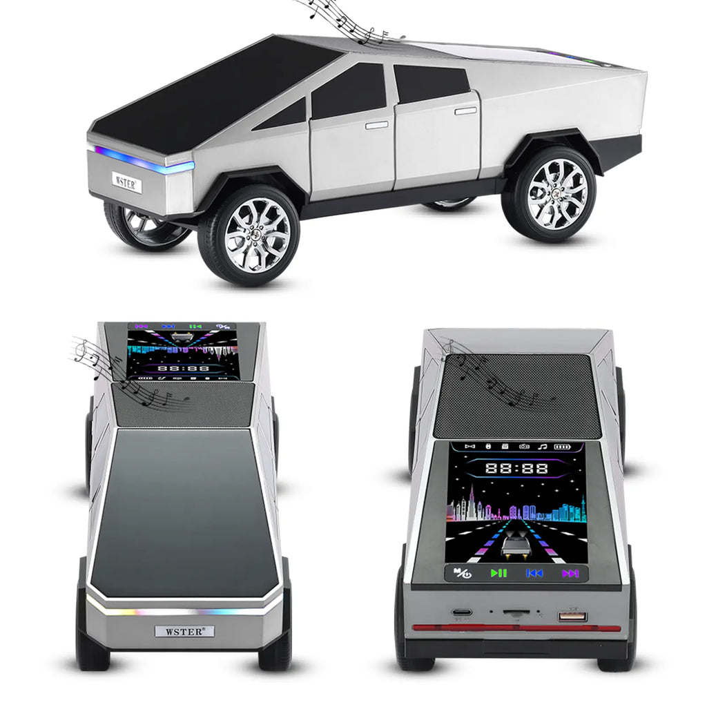 WSTER WS-580 Cybertruck-Style Bluetooth Speaker - Rechargeable Portable Audio with USB, TF, AUX, FM, and TWS Stereo Sound - Ideal for Indoor and Outdoor Gatherings, Perfect Gift for Birthdays and Father's Day