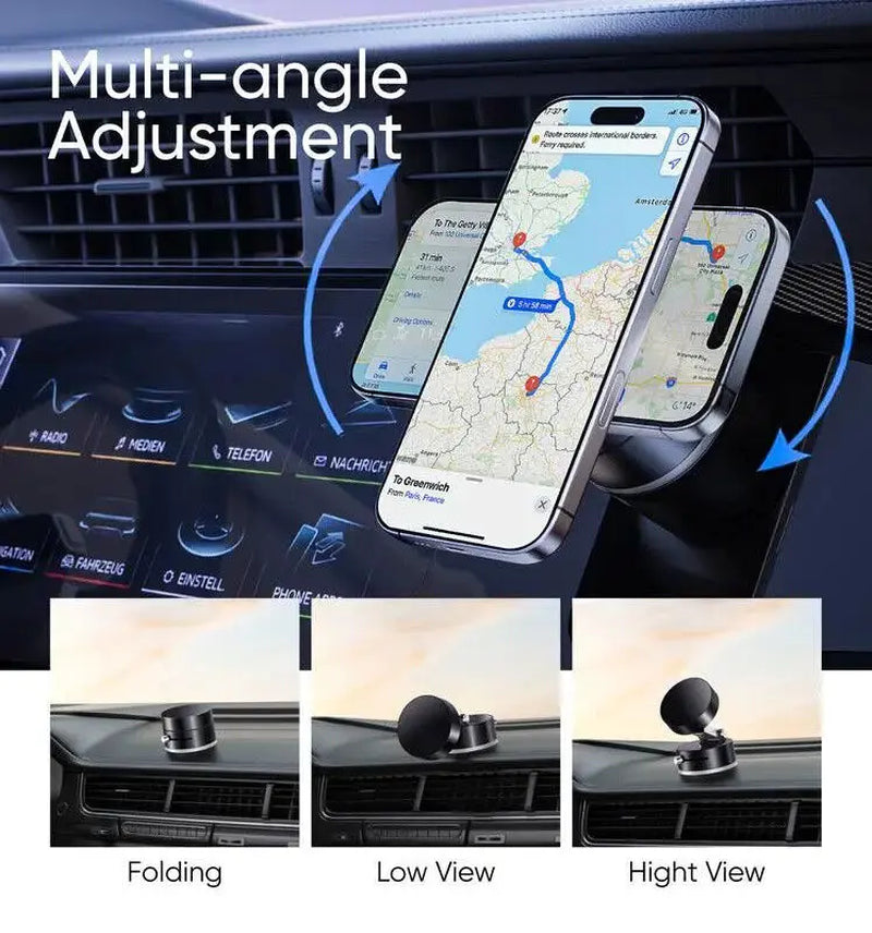 Magnetic Suction Phone Stand - ABS+PC Black/White Mini 757548.5Mm Hands-Free N52 Magnet Double Row Portable One-Click Suction for All Scenarios - Universal Smartphone Holder, Compact, Button