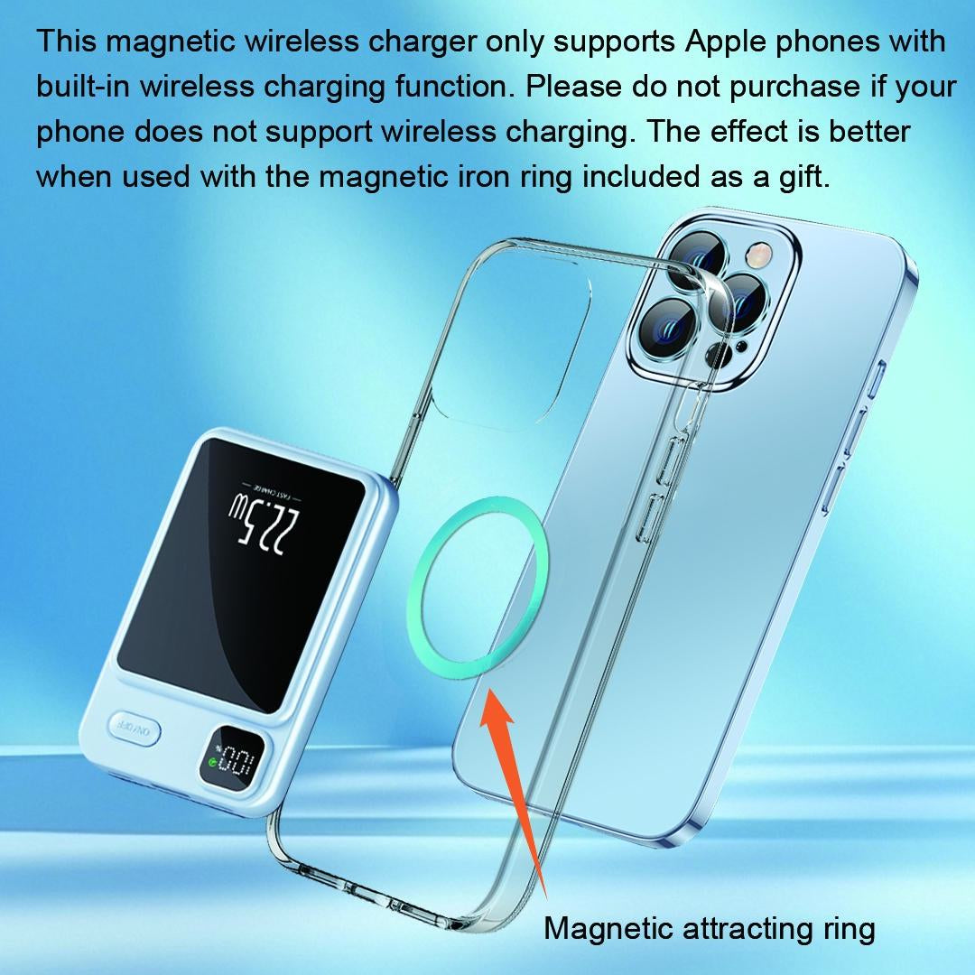 10000mAh Magnetic Wireless Power Bank with 22.5W Fast Charging for USB-C Android and iPhone Devices
