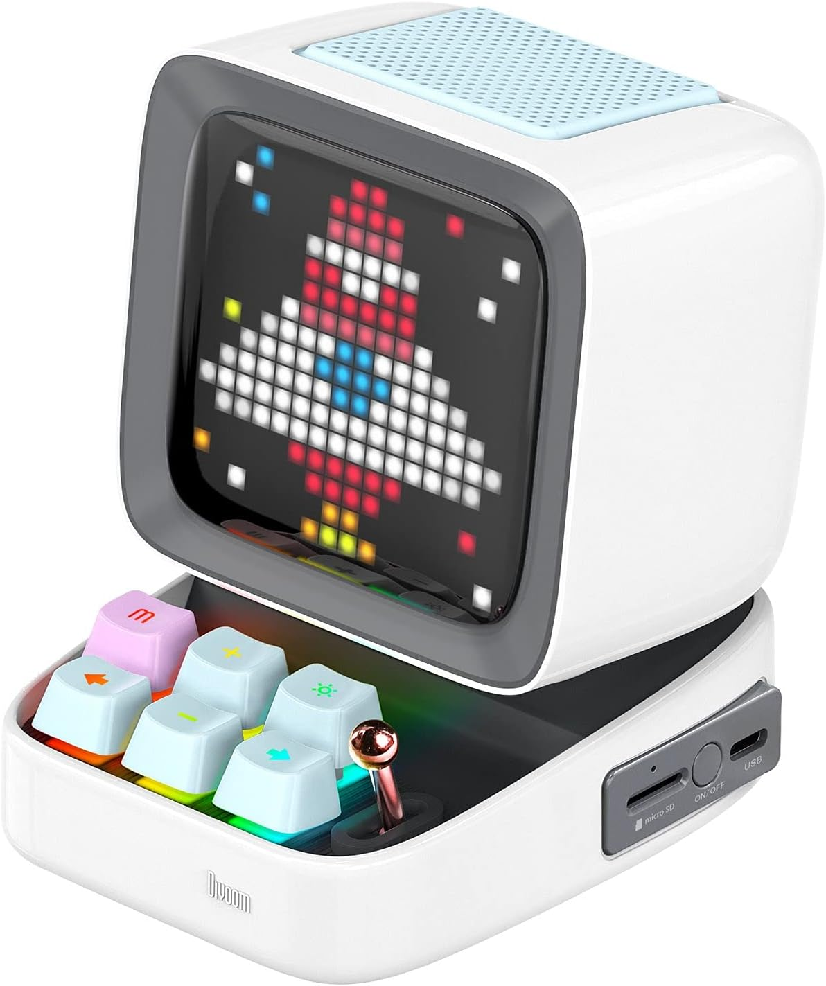 Ditoo Pro Retro Pixel Art Game Bluetooth Speaker with 16X16 LED App Controlled Front Screen (White)