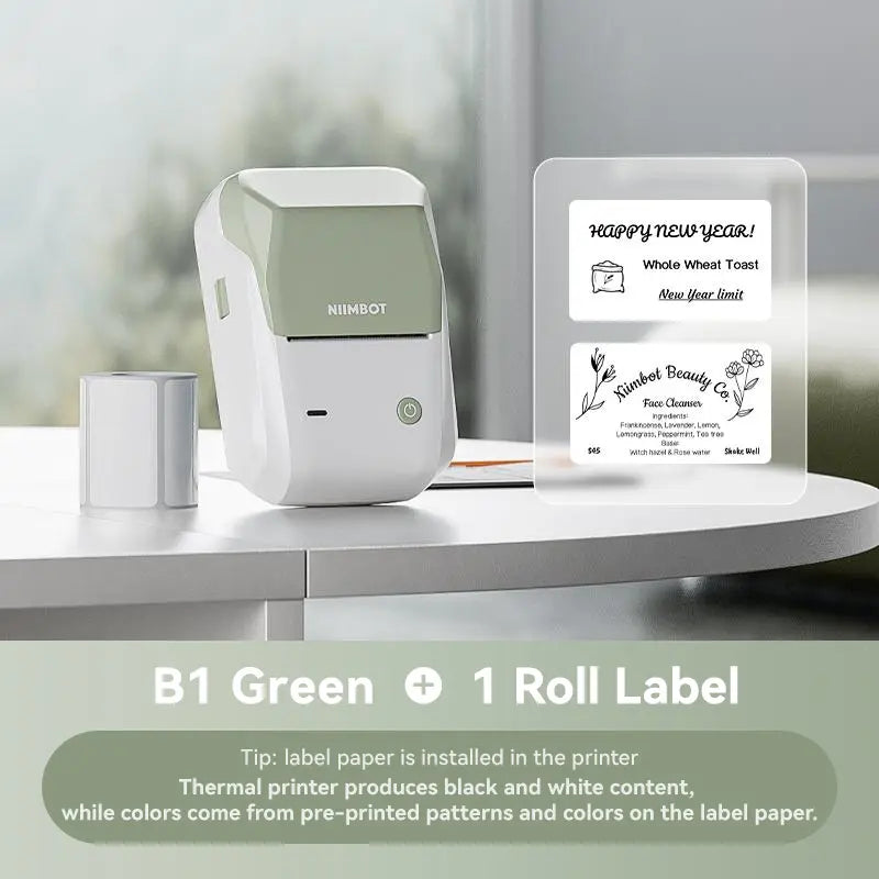 NIIMBOT B1 Label Maker Machine with Tape - 2-Inch Sticker Printer for Office, Home, and Business, Includes 230 Labels (2'' x 1.18'')