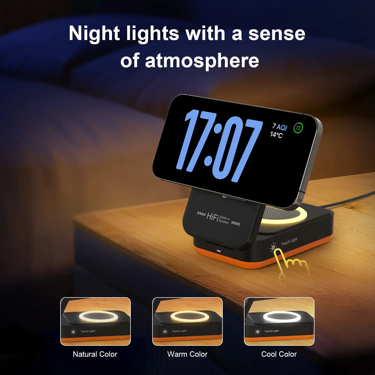 BLKE 3-in-1 Magnetic Wireless Charger with Bluetooth Speaker and Sleep-Friendly Light for iPhone 12-17 Pro Max - Multifunctional Foldable Charging Station