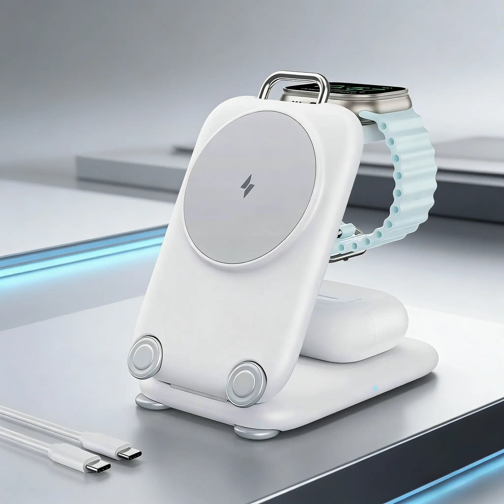 2026 Portable Fast Wireless Charging Station for Apple Devices, Magnetic 3-In-1 Magsafe Travel Charger Stand for Iphone 17/16/15/14/13/12 Pro Max Plus, Apple Watch & Airpods 4/3/2 Pro, Ideal Birthday & Festival Gift for Parents and Friends