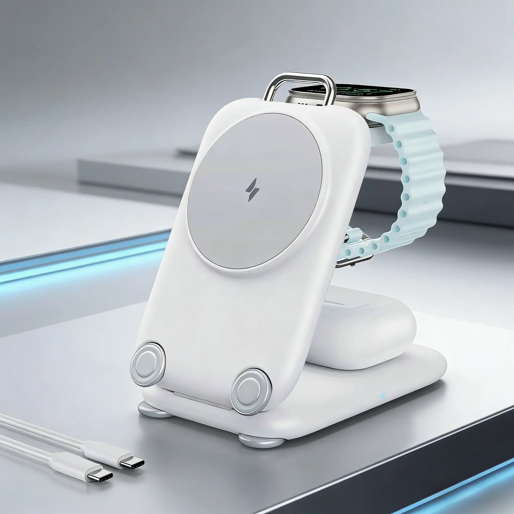 2026 Portable Fast Wireless Charging Station for Apple Devices, Magnetic 3-In-1 Magsafe Travel Charger Stand for Iphone 17/16/15/14/13/12 Pro Max Plus, Apple Watch & Airpods 4/3/2 Pro, Ideal Birthday & Festival Gift for Parents and Friends