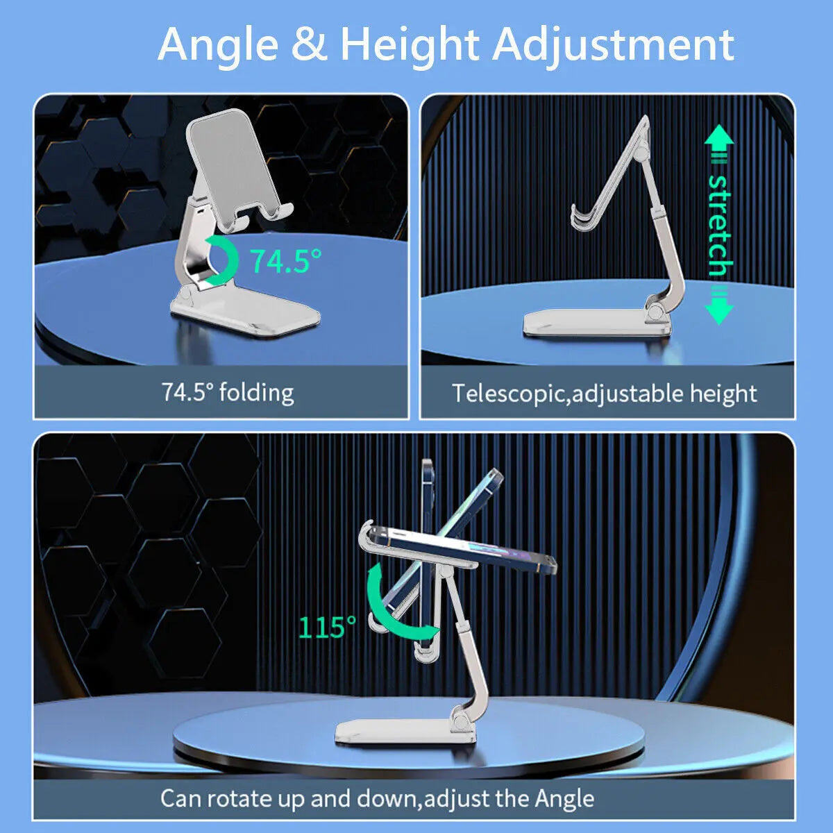 Portable Adjustable Phone Holder for Desk - Phone Stand Mount for Iphone Samsung Ipad Tablets - Sturdy - Silicon Phonestand Holder