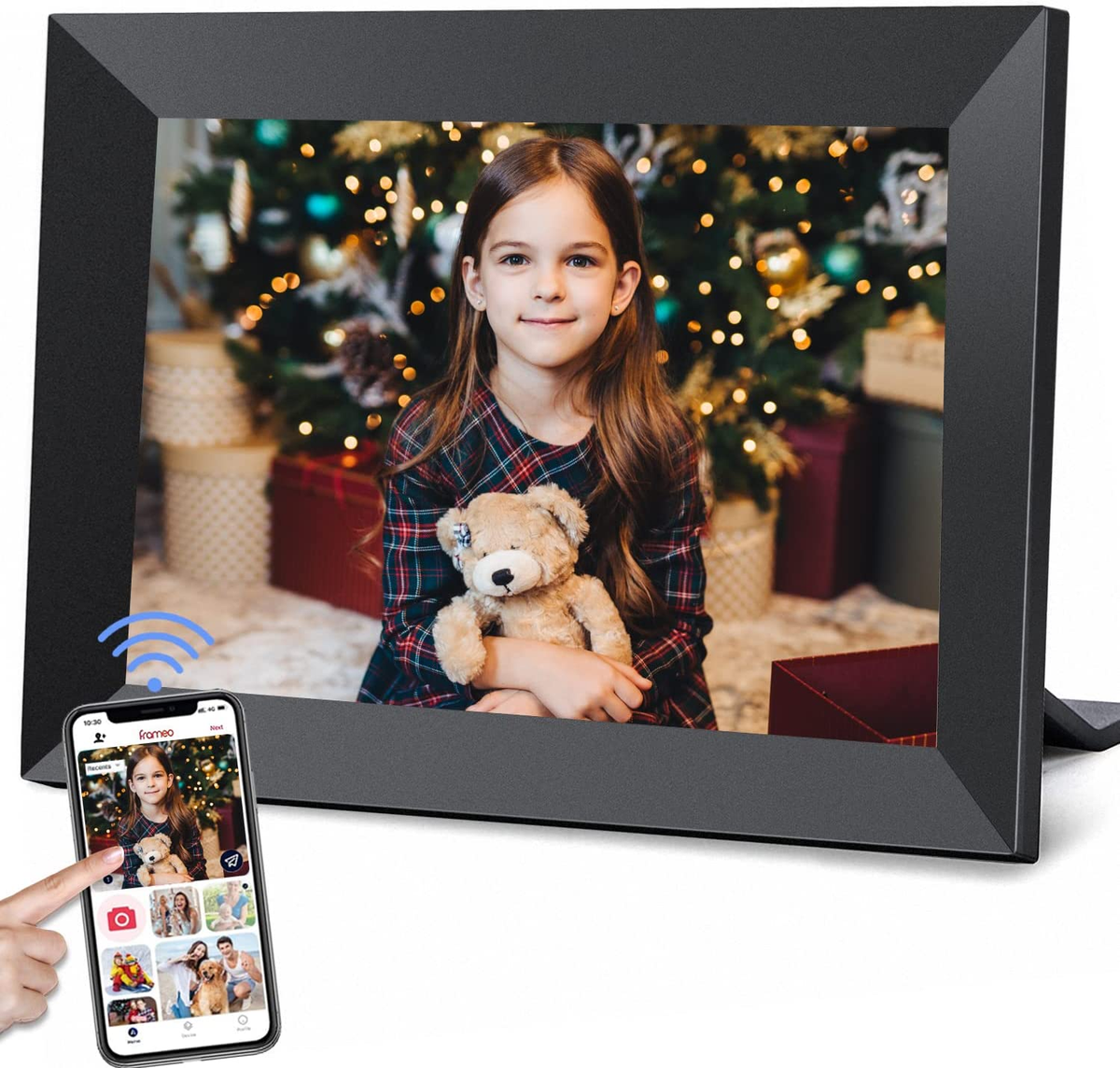 Frameo 10.1 Inch Wifi Digital Picture Frame with 32GB Storage,1280 * 800P IPS HD Touch Screen,Send Photos/Videos from Your Phone Anywhere, Photo Gifts for Parents and Grandparents