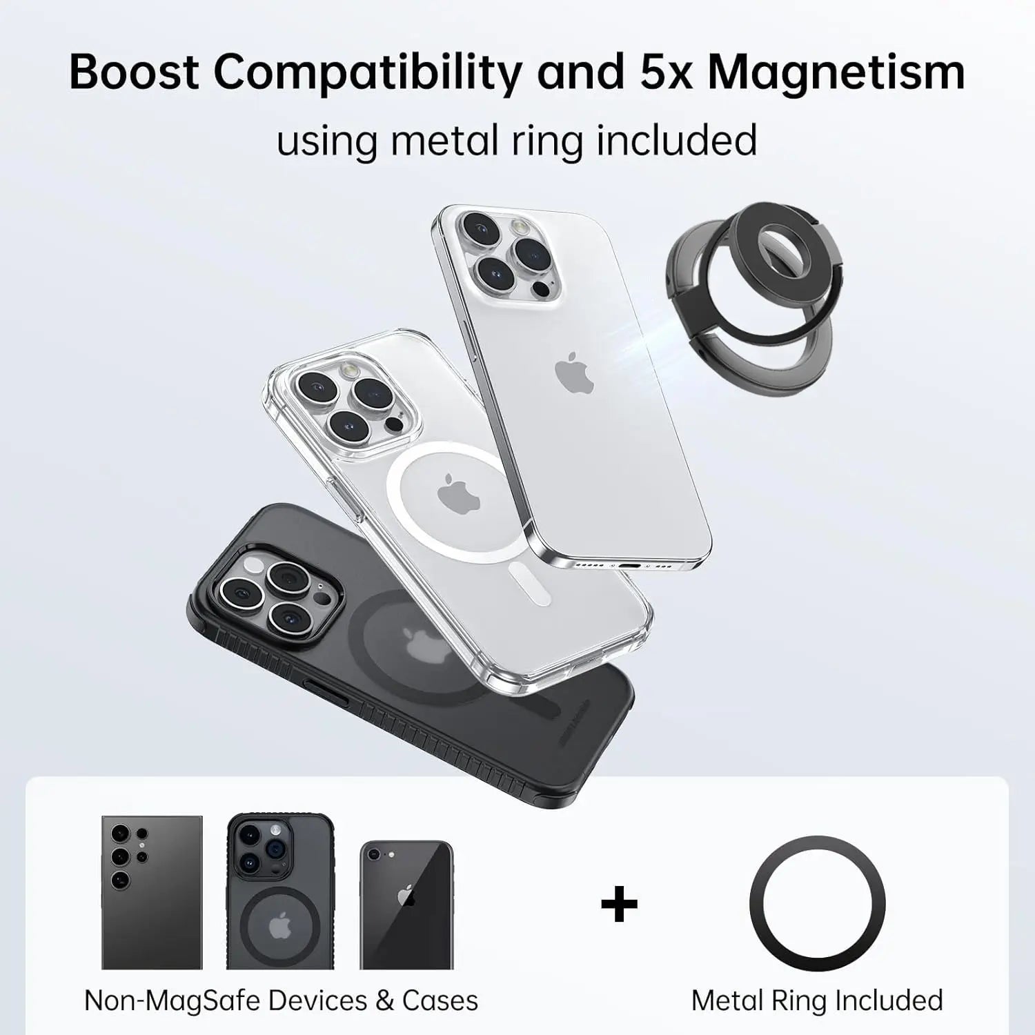 Magflex Dual Magnetic Phone Stand, Smartphone Ring, Double-Sided Magnet, Smartphone Stand, Foldable Kickstand, Magsafe Compatible, Foldable, 360° Rotation, Easy to Put on and Take Off, Suitable for Gyms, Compatible with Iphone 17, 16, 15, 14, 13