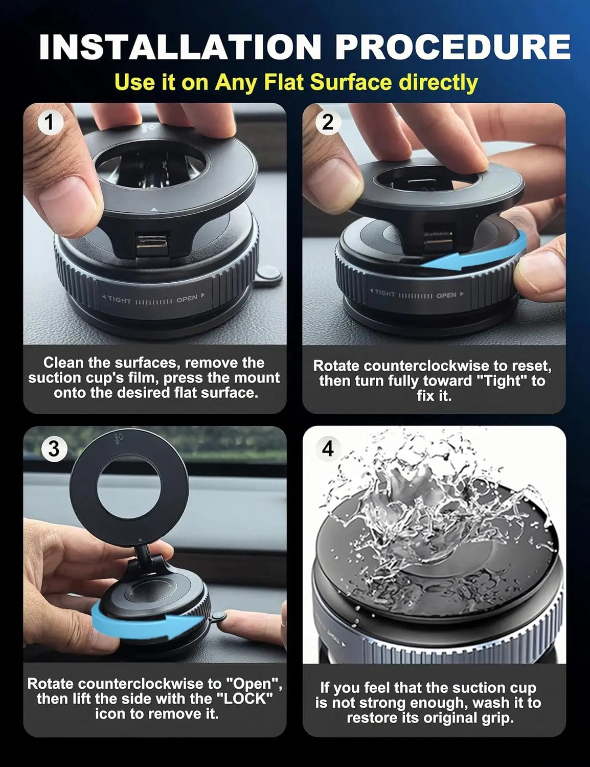 Xcimnw Upgraded 360° Nano Gel Vacuum Magnetic Phone Holder Strong Suction Multi-Surface Versatility 360° Adjustable Positioning Universal Compatibility （Particle - Adsorbable Surface）For Iphone 16 Pro Max & Android Devices