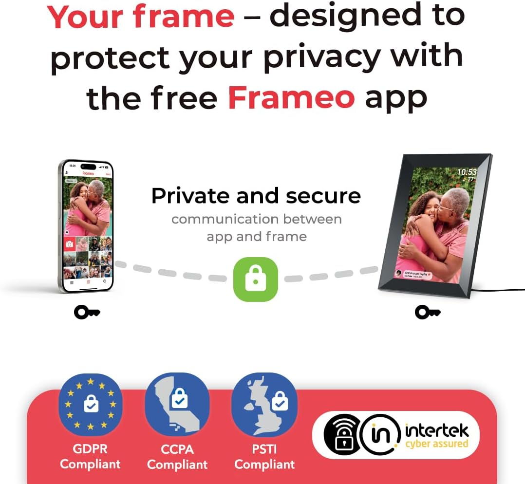 Frameo 10.1 Inch Wifi Digital Picture Frame with 32GB Storage,1280 * 800P IPS HD Touch Screen,Send Photos/Videos from Your Phone Anywhere, Photo Gifts for Parents and Grandparents