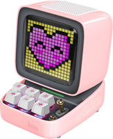 Ditoo Retro Pixel Art Game Bluetooth Speaker with 16X16 LED App Controlled Front Screen (Pink)
