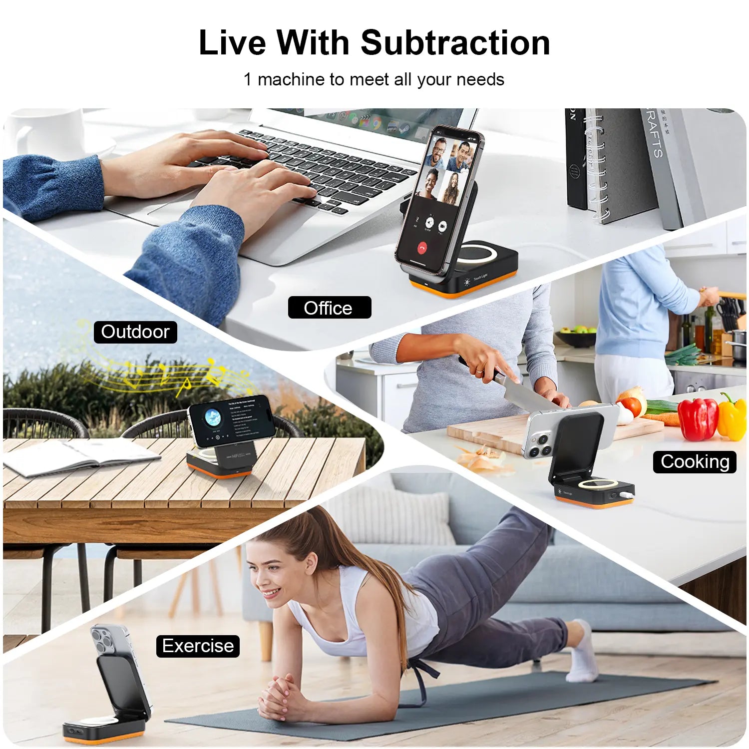 BLKE 3-in-1 Magnetic Wireless Charger with Bluetooth Speaker and Sleep-Friendly Light for iPhone 12-17 Pro Max - Multifunctional Foldable Charging Station