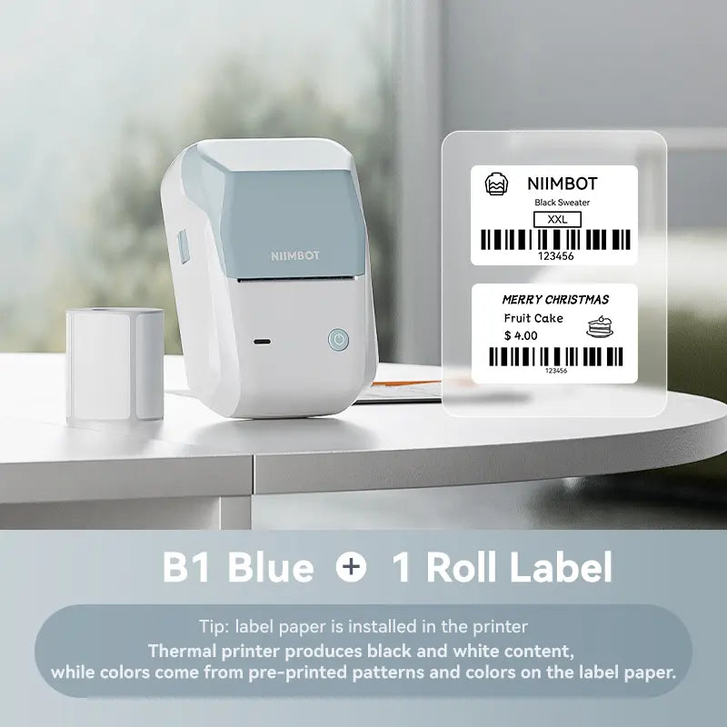 NIIMBOT B1 Label Maker Machine with Tape - 2-Inch Sticker Printer for Office, Home, and Business, Includes 230 Labels (2'' x 1.18'')