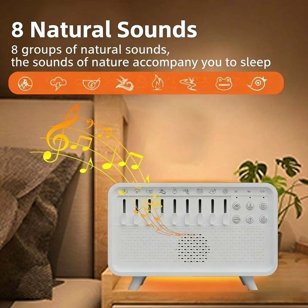 5-In-1 White Noise Sound Machine with Bluetooth Speaker, Night Light, Humidifier & Aroma Diffuser, Sleep Sound Box White Noise Machine with Humidifier, Aroma Diffuser &Humidifier, 8 Natural Sounds Style Mixer with Auto-Off Timer for Bedroom,Travel