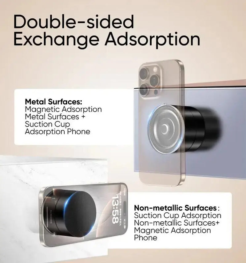 Magnetic Suction Phone Stand - ABS+PC Black/White Mini 757548.5Mm Hands-Free N52 Magnet Double Row Portable One-Click Suction for All Scenarios - Universal Smartphone Holder, Compact, Button