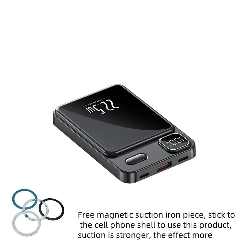 10000mAh Magnetic Wireless Power Bank with 22.5W Fast Charging for USB-C Android and iPhone Devices