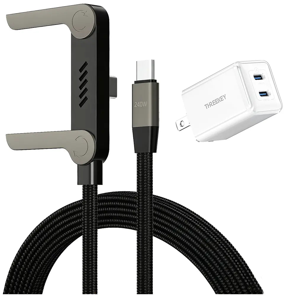 2026 New Type-C Fast Charging Cable with Stand, 240W Multi-Functional Braided Fast Charger Cord, Foldable Phone Holder for Gaming/Office/Car/Travel