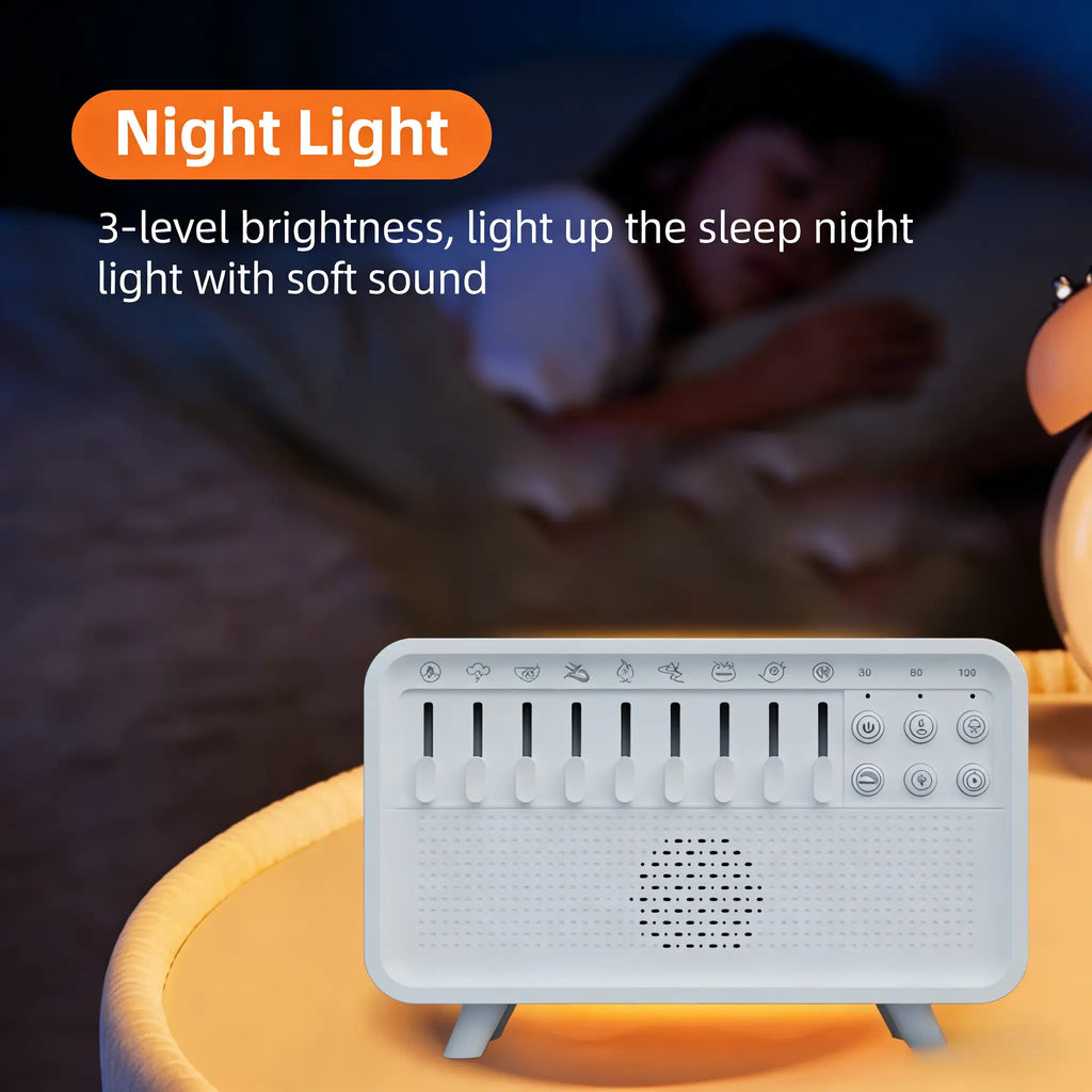5-In-1 White Noise Sound Machine with Bluetooth Speaker, Night Light, Humidifier & Aroma Diffuser, Sleep Sound Box White Noise Machine with Humidifier, Aroma Diffuser &Humidifier, 8 Natural Sounds Style Mixer with Auto-Off Timer for Bedroom,Travel