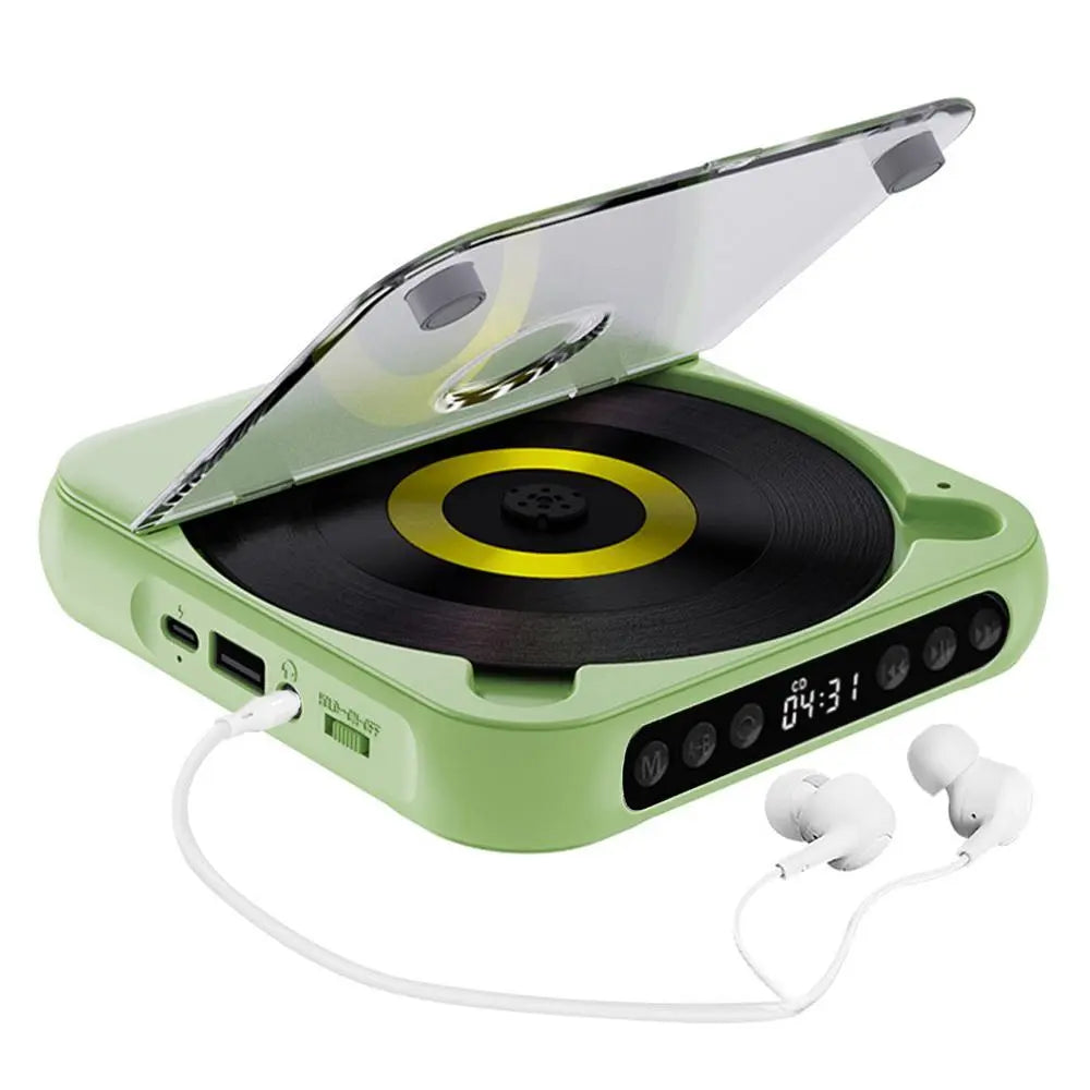 Portable Bluetooth CD Player with LED Display - Rechargeable Wireless Speaker for Home, Car, and Outdoor Use | Multi-Function USB/SD/AUX/FM Radio | Anti-Shock CD/DVD Player with Extended Battery Life