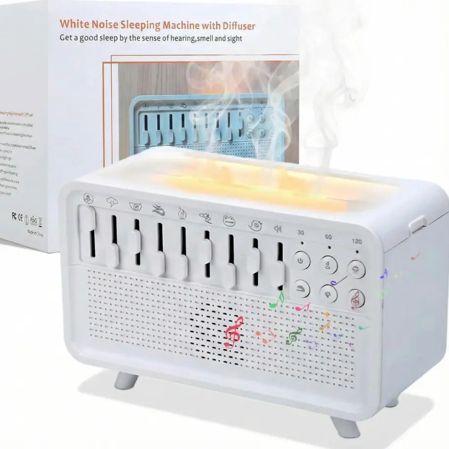 5-In-1 White Noise Sound Machine with Bluetooth Speaker, Night Light, Humidifier & Aroma Diffuser, Sleep Sound Box White Noise Machine with Humidifier, Aroma Diffuser &Humidifier, 8 Natural Sounds Style Mixer with Auto-Off Timer for Bedroom,Travel